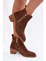 Dámské perforované kotníkové boty Vinceza 58621 Hnědé