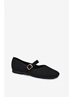 Baletky z pruhovaného materiálu s páskem a sponou Černé Calvra