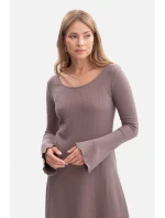 B308 Rebrované midi šaty - kakaové