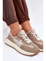 Zamszowe Buty Sportowe Damskie Na Platformie Vinceza 66720 Beżowe