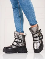 Vynikajúce snežnice sivostrieborné dámske bez podpätku Vynikajúce snežnice sivostrieborné dámske bez podpätku