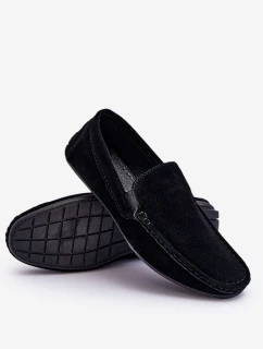 Męskie Klasyczne Zamszowe Mokasyny Czarne Felixo