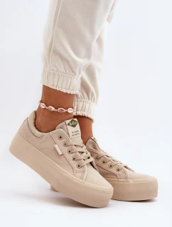 Trampki Damskie Na Platformie Lee Cooper LCW-24-31-2181 Beżowe