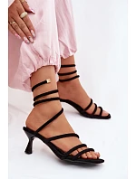 Dámské sandály na podpatku s pásky Černé Samara