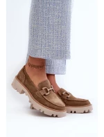 Dámske semišové mokasíny so zdobením D&A Brown Dámske semišové mokasíny so zdobením D&A Brown