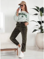Dámske manšestrové nohavice tmavozelené FashionStreet UY2231