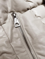 Ecru perový kabát s kožušinou Ann Gissy (AG9-9003)
