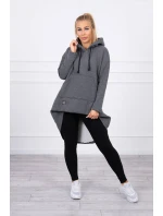 Zateplená mikina s dlhým chrbtom a kapucňou v grafitovej farbe Zateplená mikina s dlhým chrbtom a kapucňou v grafitovej farbe