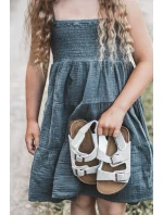 Sandałki Dziecięce Na Korkowej Platformie Zapinane Na Rzep Szare Rorria