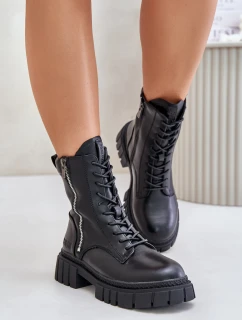 Dámska zateplená pracovná obuv z ekokože Big Star MM274578 Black