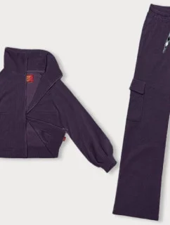 Fialový casual komplet s nohavicami typu cargo (AMG-338A)