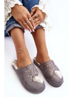 Błyszczące Kapcie Damskie Szare Geraja