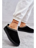 Zamszowe Damskie Papcie Z Futerkiem Czarne Buffie