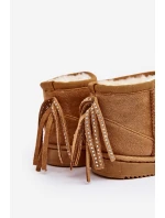 Dziecięce Ocieplane Botki Śniegowce Z Frędzlami Camel Mikyla