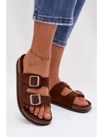 Dámské pantofle s přezkami Čokoládové Oliena