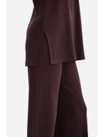 B301 Rebrovaný pletený top - tmavá čokoláda