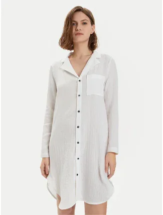 Dámska nočná košeľa 000QS7141E 100 biela - Calvin Klein