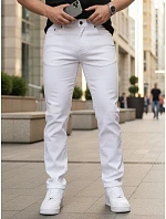 Pánske biele slim fit džínsy FashionStreet UX4487