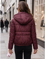 Dámska prešívaná bunda s kapucňou, bordová, FashionStreet TY5859 Dámska prešívaná bunda s kapucňou, bordová, FashionStreet TY5859
