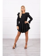 Šaty so zvislými volánmi čiernej