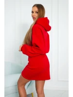 Zateplené šaty s obálkovým dnom červené