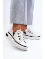 Lakierowane Sneakersy Damskie Skórzane D&A LR535 Białe