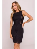 M864 Mini šaty s čipkovanými panelmi - čierne M864 Mini šaty s čipkovanými panelmi - čierne