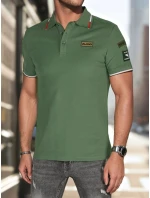 Pánske polo tričko so záplatami zelené FashionStreet PX0634 Pánske polo tričko so záplatami zelené FashionStreet PX0634