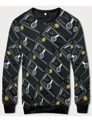 Čierna pánska mikina s potlačou (8B1110-3)