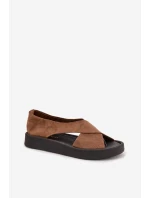 Dámské sandály Zazoo 3196 z přírodního semiše světle hnědé