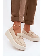 Dámske kožené mokasíny na platforme Vinceza Beige Dámske kožené mokasíny na platforme Vinceza Beige
