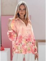 Dámske kvetinové oversize tričko FLOWERS pink FashionStreet DY0470