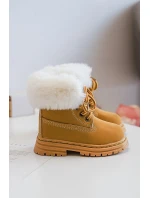 Dziecięce Trapery Botki Na Suwak z Futerkiem Camel Gerande