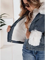 Zimná džínsová bunda s kožušinou modrá FashionStreet TY5160