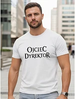 Pánske klasické tričko s nápisom bavlna biela FashionStreet NX5144R