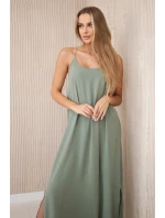 Dlhé šaty bez ramienok svetlo khaki Dlhé šaty bez ramienok svetlo khaki