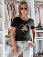 TEDDYCAP dámske bavlnené tričko s potlačou medvedíka čierne FashionStreet RY2746 TEDDYCAP dámske bavlnené tričko s potlačou medvedíka čierne FashionStreet RY2746