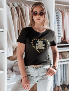 TEDDYCAP dámske tričko s medvedíkom čierne FashionStreet RY2746