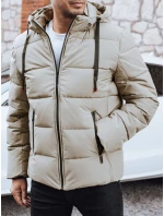 Pánska prešívaná zimná bunda s kapucňou v svetlo béžovej farbe FashionStreet TX5063 Pánska prešívaná zimná bunda s kapucňou v svetlo béžovej farbe FashionStreet TX5063