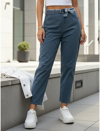 Dámske džínsy s vysokým pásom mom fit modré FashionStreet UY2933 Dámske džínsy s vysokým pásom mom fit modré FashionStreet UY2933