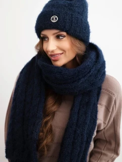 Dámska súprava čiapky a šálu s prúžkom s granátovým zdobením