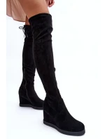 Čižmy na klinovom podpätku NS362P čierne - Step in style
