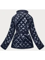 Tmavomodrá prešívaná dámska bunda s opaskom (BH2208)