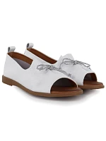 Dámske kožené topánky s otvorenou špičkou biele Cambell 19388