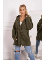 Zateplená bunda s viazaním v páse khaki farby Zateplená bunda s viazaním v páse khaki farby
