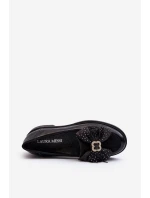 Damskie Lakierowane Mokasyny Z Kokardą Laura Messi 2786 Czarne