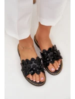 Zazoo 40381 Dámske kožené papuče na podpätku Black Zazoo 40381 Dámske kožené papuče na podpätku Black