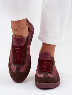 Zazoo N1068 Dámske semišové nízke tenisky Burgundy