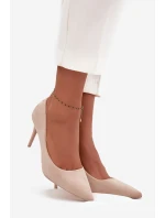 Szpilki Damskie Z Eko Zamszu Beżowe Elvessa