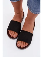 Dámské pantofle s nýty na nízkém podpatku Černé Amelvessa